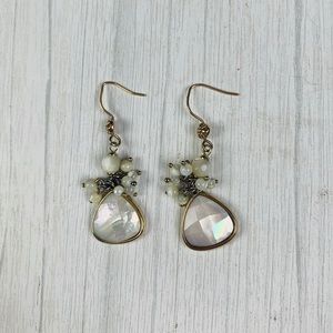 Vtg Monet opal dangly earrings